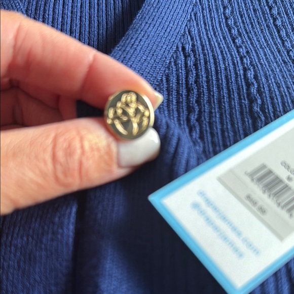 Navy Blue Button-Up Women's Sweater - Picture 5 of 7